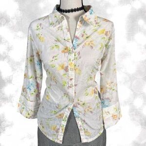 Cottagecore Vintage Style Floral Long Sleeve Button Up Blouse